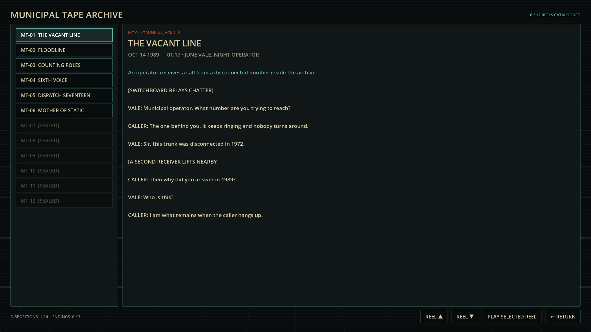 The archive showing six recovered call records and their on-screen transcripts.