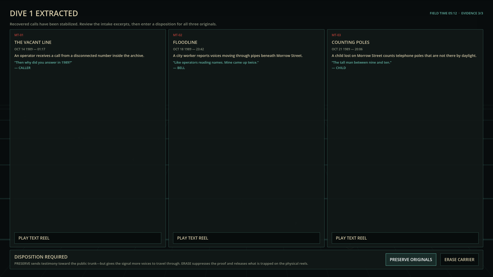 The archive review offering Preserve Originals and Erase Carrier choices.